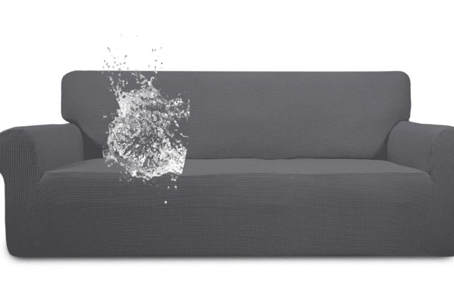 FTCBJJA Premium Water Repellent Sofa Cover, Stretch Sofa Couch Slipcover Furniture Protector, Small Checks Super Soft Fabric Couch Cover Gray