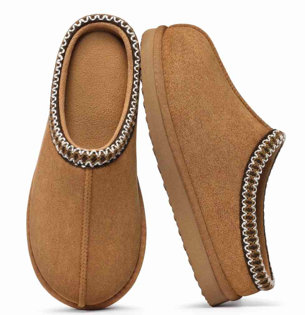 litfun memory foam slippers for women men cozy warm house shoes indoor and outdoor, khaki