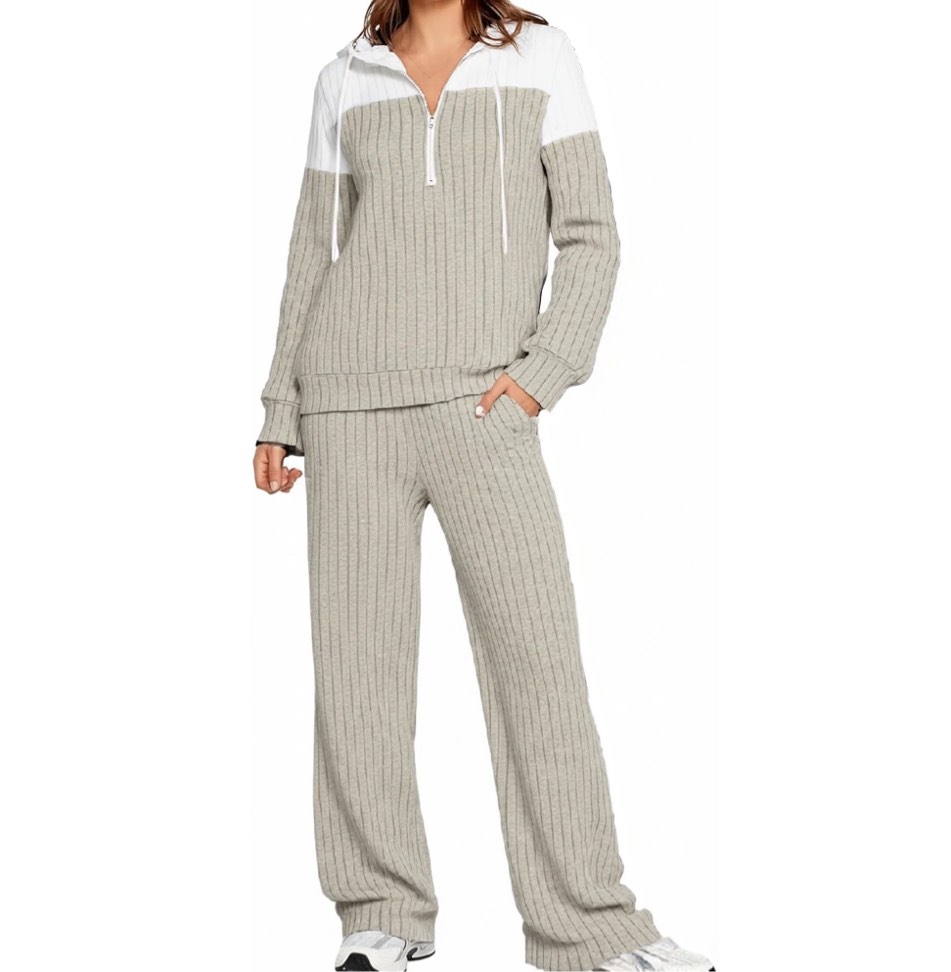 SOMER 2 piece workout lounge Sets for Women Fall Outfits 2025 Sweatsuit Long Sleeve Cute Zip-Up Pullover with Casual Wide Leg Sweatpants