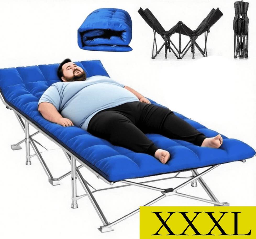 Dolemoduo Oversized Camping Cot,XXXL-83*32in Folding Camping Cot Bed for Adults Sleeping 1200D Double Layer Oxford Portable Folding Outdoor Cots for Camping-Blue