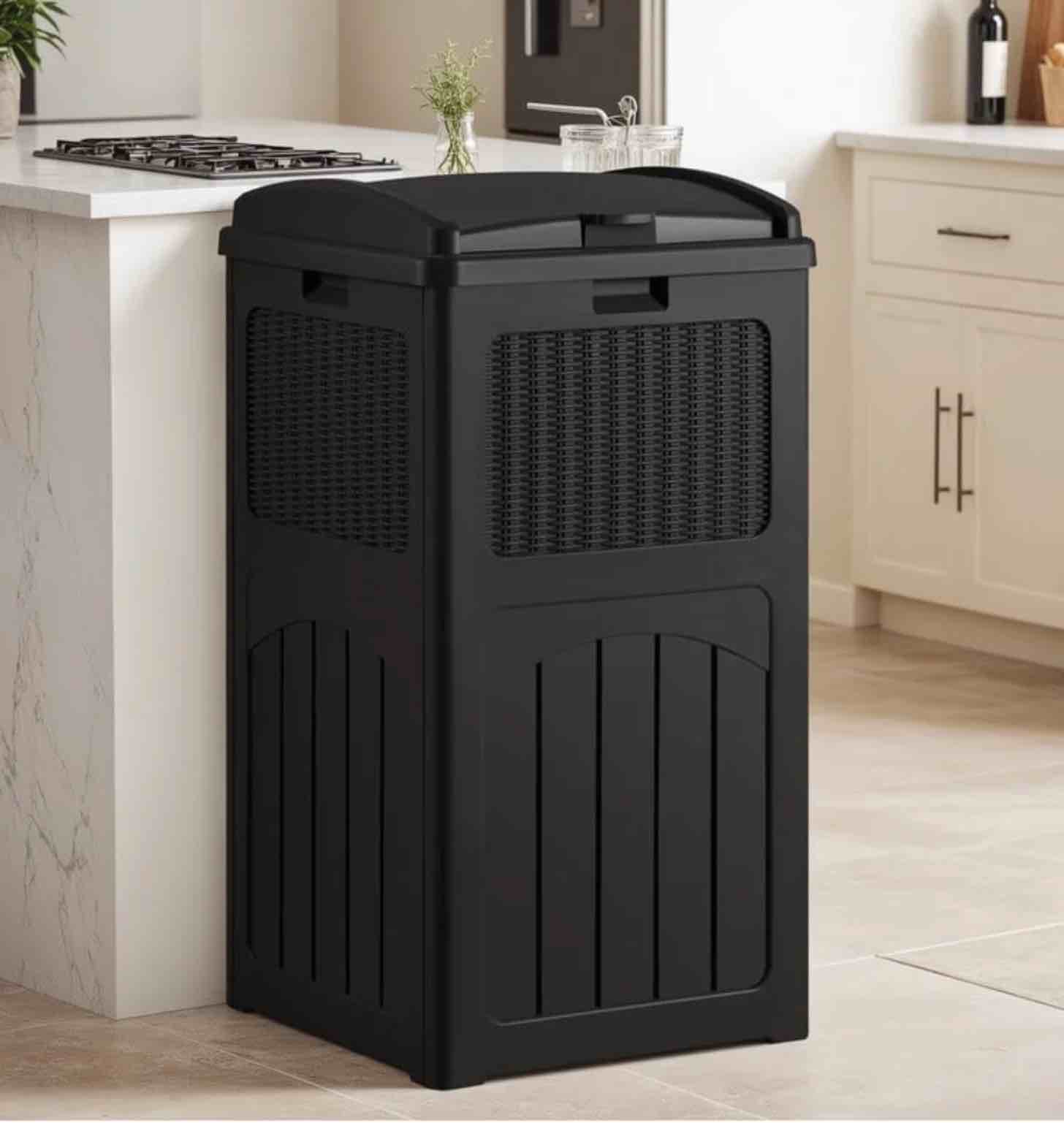 Homall Homes 36 Gallon Trash Can Plastic Kitchen Trash Can,Black