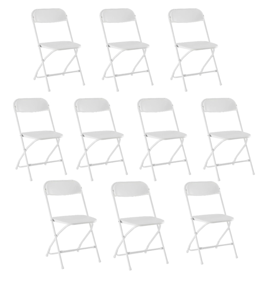 CONCETTA Plastic Folding Chair Set of 10, 330LB Load Capacity Lightweight for Indoor/Outdoor, White