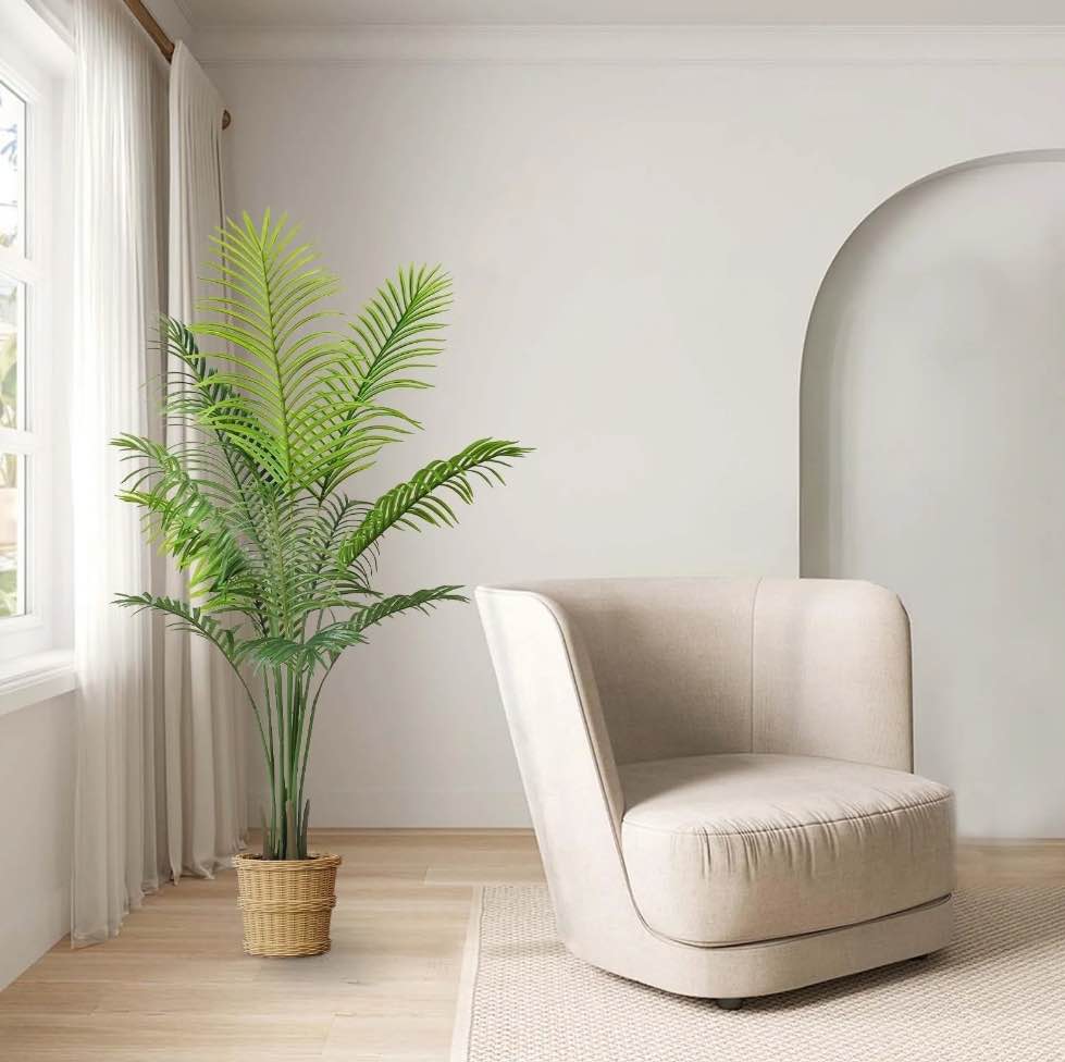 Anting 5ft Artificial Indoor Palm Tree with 13 Trunks, Faux Green Areca Palm Plant in Pot Fake Tropical Palm Tree for Home Decor Office House Living Room Indoor Outdoor