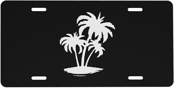 Palm Tree and Tropical Island Car Front Fake License Plate Decoration Vanity Label 6x12 Inch Front and Rear License Plates Black