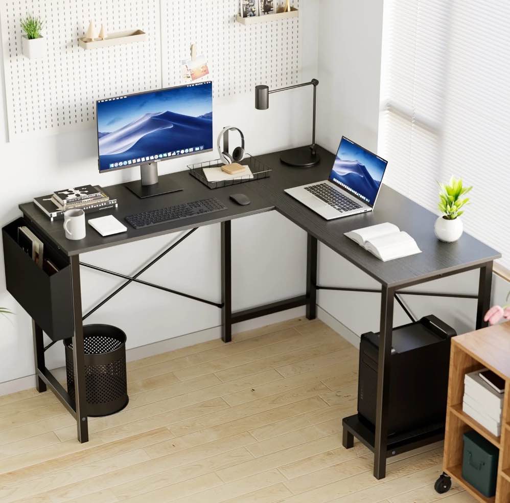 EDX L Shaped Computer Corner Desk, Gaming Table 50 inch PC Writing Study Desk for Home Office Dorm Small Space, Black