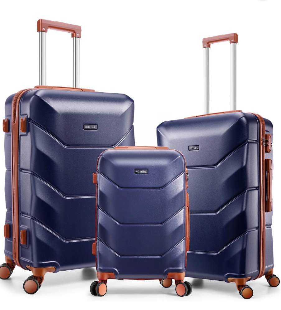 HOTEEL 3 Piece Luggage Sets with Spinner Wheels, Hardshell Large Suitcases with TSA Lock Hardside & Lightweight Carry on Hardshell Luggage Sets for Travel 20in24in28in, Blue