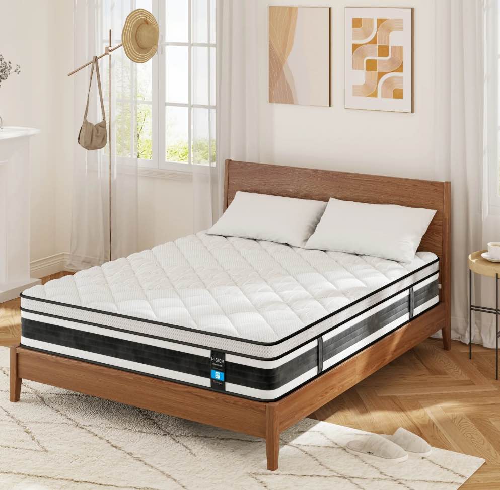 Twin Size Organic Mattress, Nisien 10 Inch Gel Memory Foam Hybrid Mattress in a Box, Fiberglass Free, Medium Firm Euro Top Bed Mattress for Cooler Sleep,100-Night Free Trial