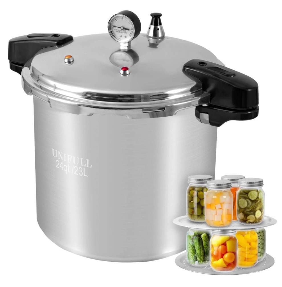 UNIFULL 24 Quart/23 Liter Pressure Cooker,Pressure Canner with Pressure Gauge,Pressure Relief Valve - 14 PSI,and Sealing Ring