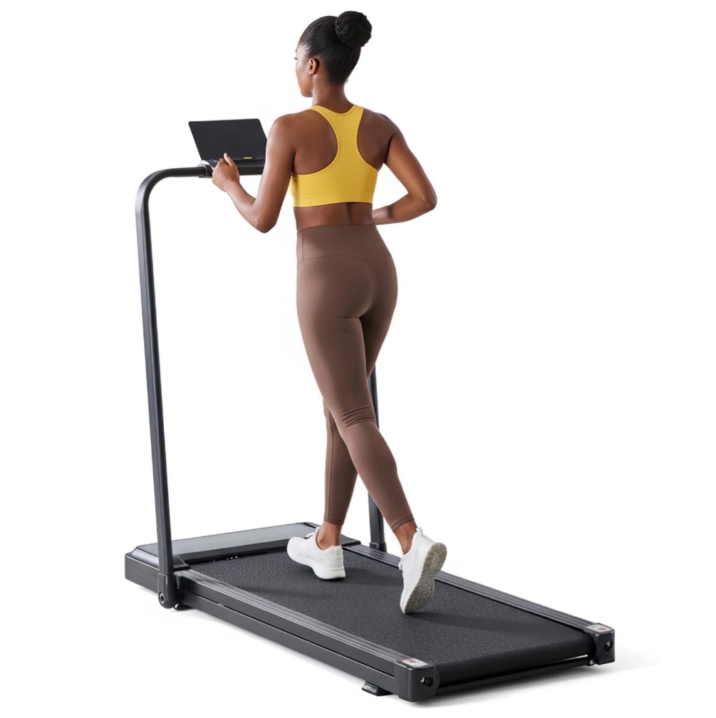 MCQ Compact Treadmill Under-Desk Walking Pad with Arms, Quiet & Portable Exercise Workout Fitness Machine for Home Office Small Spaces, Black