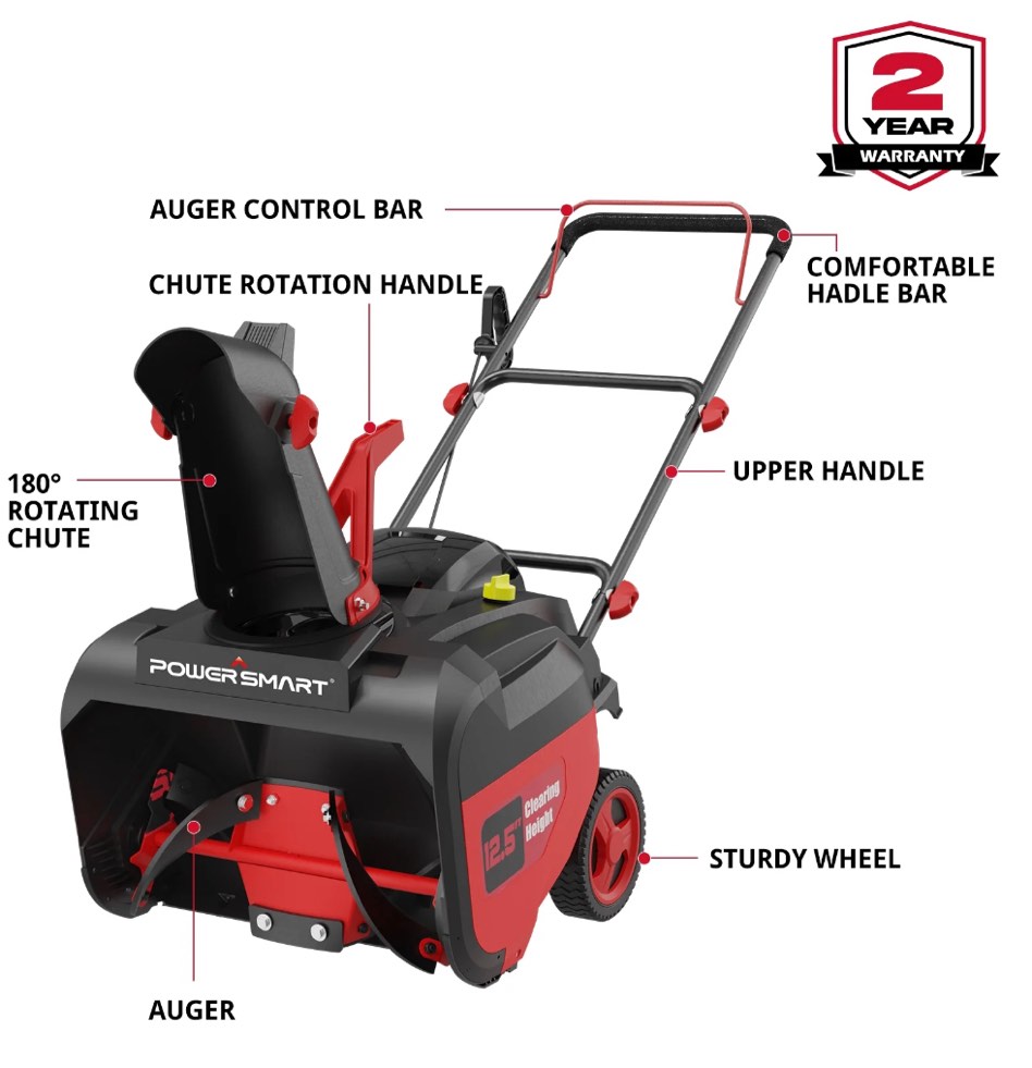 PowerSmart 21 inch 212cc Single Stage Gas Powered Push Gasoline Snow Blower