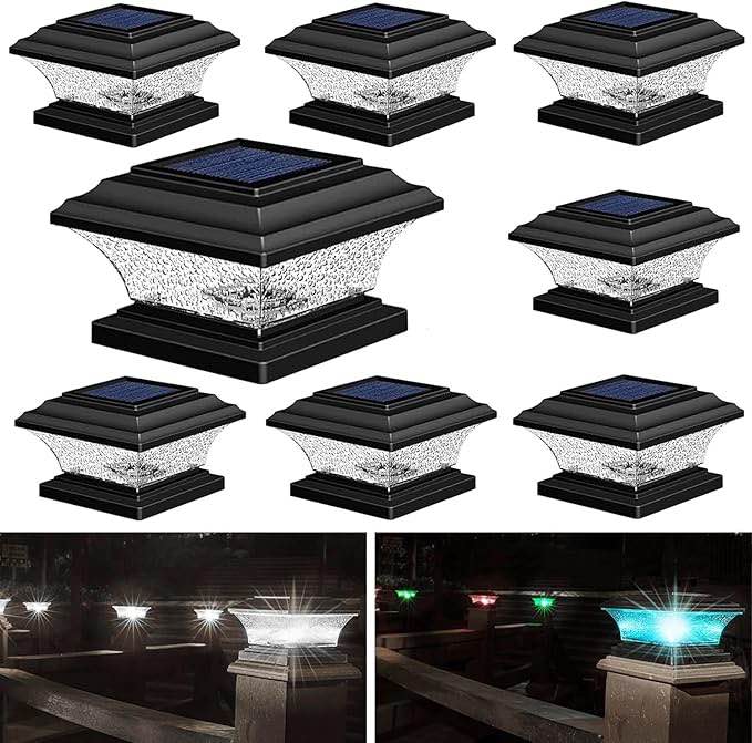 Condition photo showing As Is for HUYIENO Solar Post Cap Lights Outdoor LED Lighting Deck Fence Cap Light Two Light Modes Warm White/B