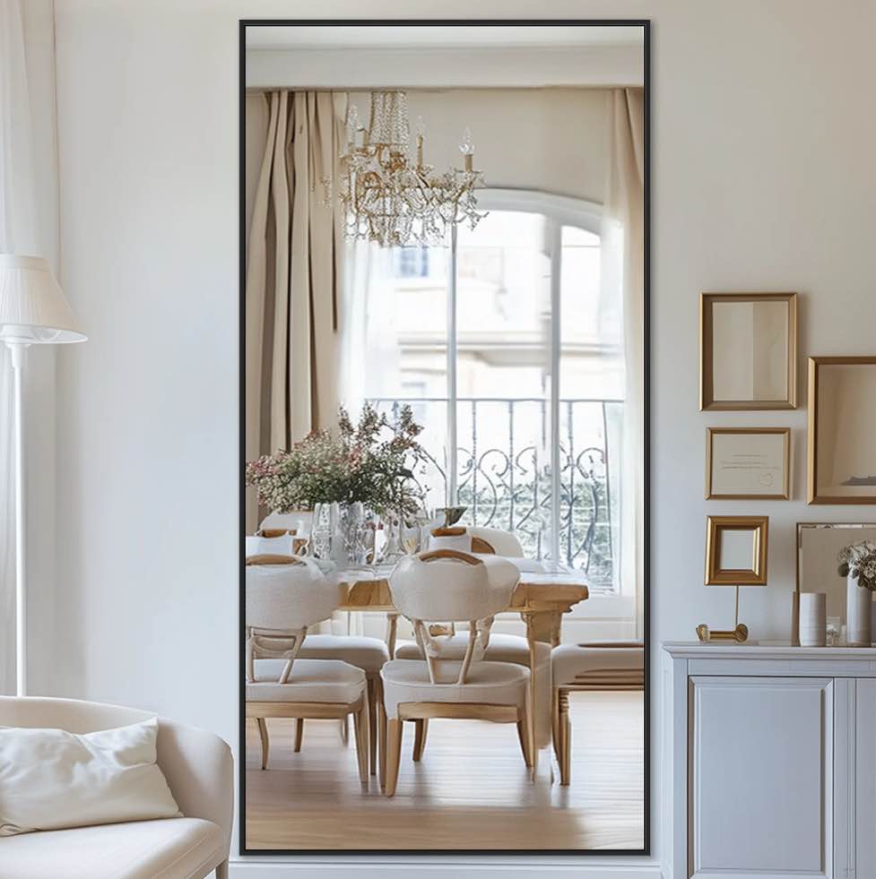 Antok 76 x 34  Rectangle Full Length Mirror Standing Floor Mirror Stand Up Mirror  Black Frame