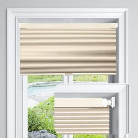 LazBlinds Cordless Cellular Shades No Tools No Drill Light Filtering Honeycomb Shades Pleated Blinds for Windows 36 W X 48 H Cream