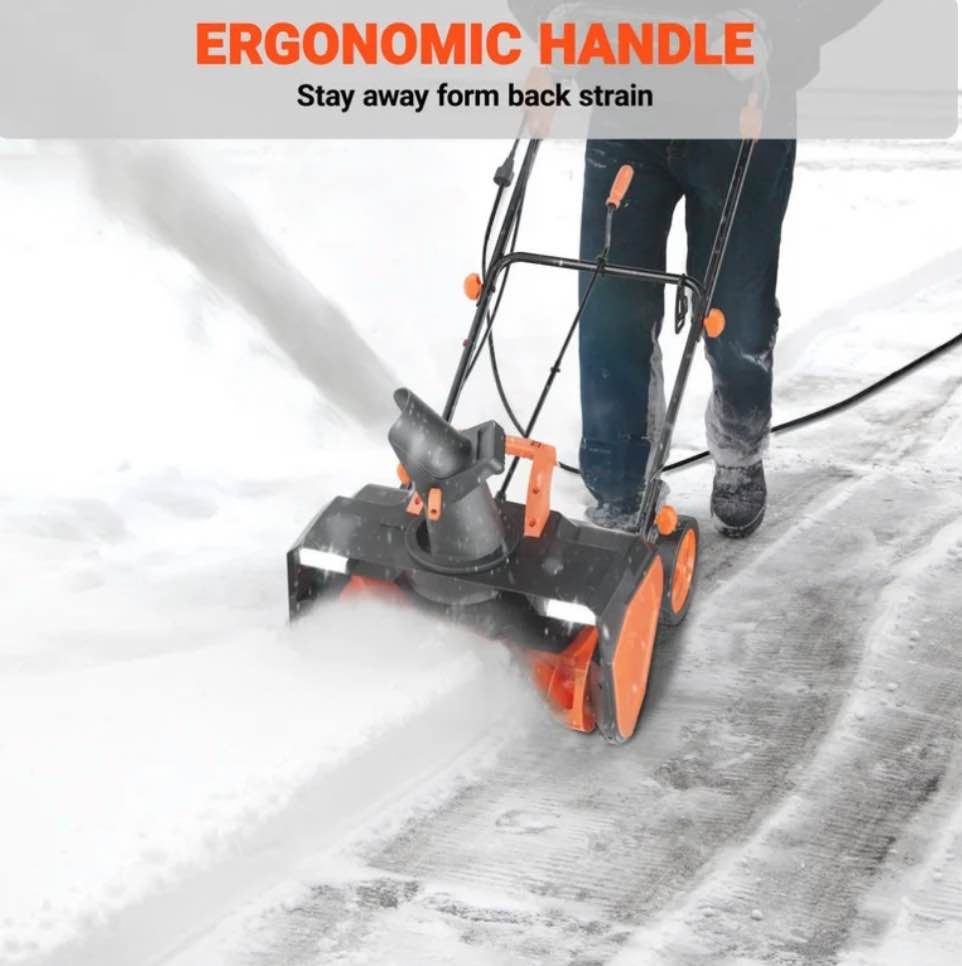 VOLTASK 15 Amp Electric Snow Blower, 23 inch Corded Snow Blower with 180-degree Directional Chute and Wheels for Driveway