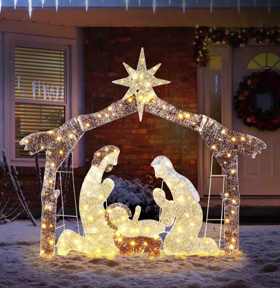 UBesGoo 6ft Light-Up Nativity Scene Christmas Decoration Nativity Christmas Outdoor Decor