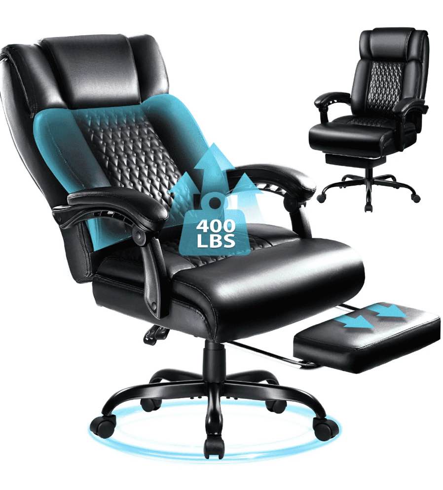 Waleaf Office Chair with Footrest,90-165°Reclining Ergonomic High Back Computer Desk Chair Lumbar Support for Home Office