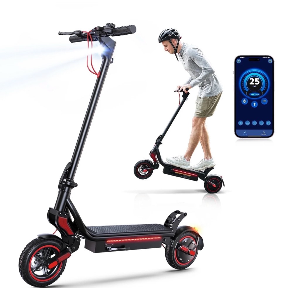 Rolldustry R8 Rocker Arm Electric Scooter for Adults, 750W 9.3" Tire, Max 25 Mph Speed 28 Miles Range E scooter with Ambient Lighting, Suspension Systems