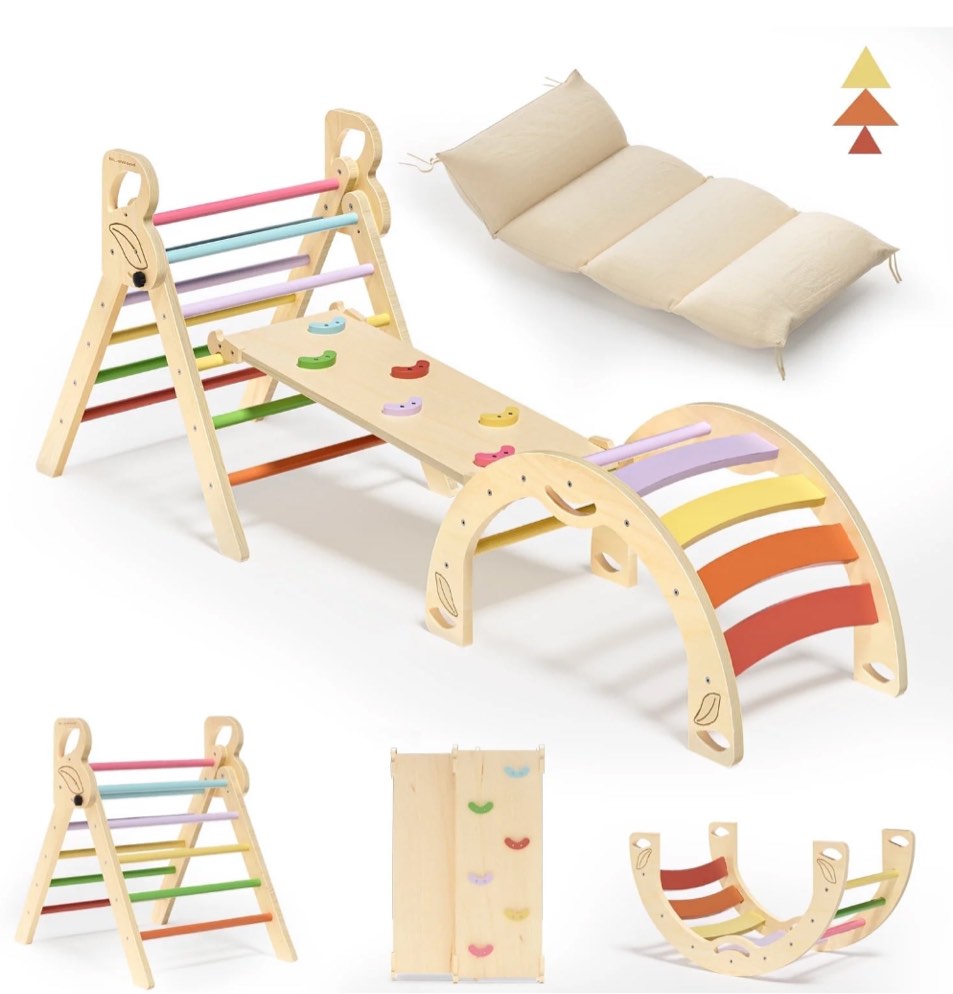 BlueWood Triangle Climbing Set Lightweight Compact Exquisite Indoor Playground for Kids 3-Piece