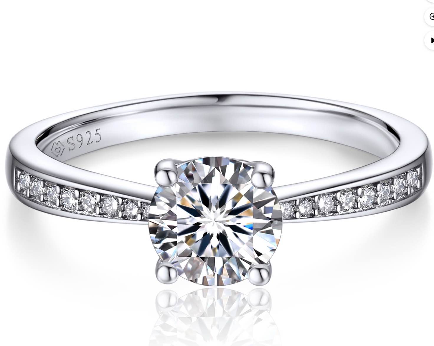 MomentWish 14K White Gold Plated Lab-Grown Diamond Solitaire Engagement Ring 1 Carat D Color VVS1 Moissanite Promise Rings for Women Size5.5