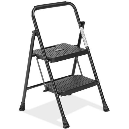 CONCETTA 2-Step Folding Ladder Lightweight Portable Stool with Anti-Slip Pedals 800lbs Capacity