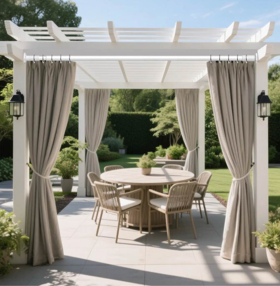 VEGCOO Tension Curtain Rod 51-168 inches  Heavy Duty No Drill Adjustable Rod with 12 White Rings for Patio  Shower Curtain Rod No Drilling for Bathroom Easy to Install  White