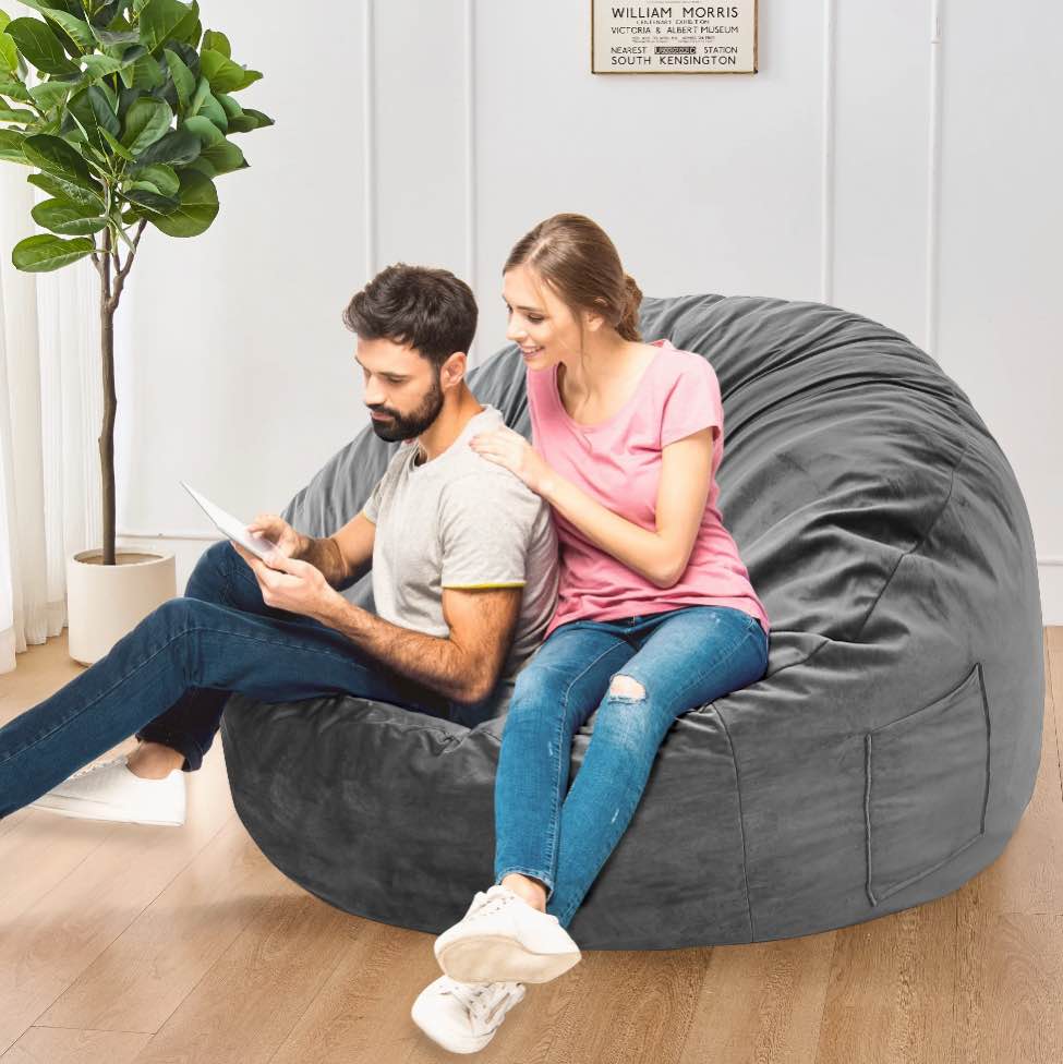 XIECUVA Bean Bag Chair Stuffed Memory Foam for Adults ?Medium Size Beanbag Sofa?3 ft