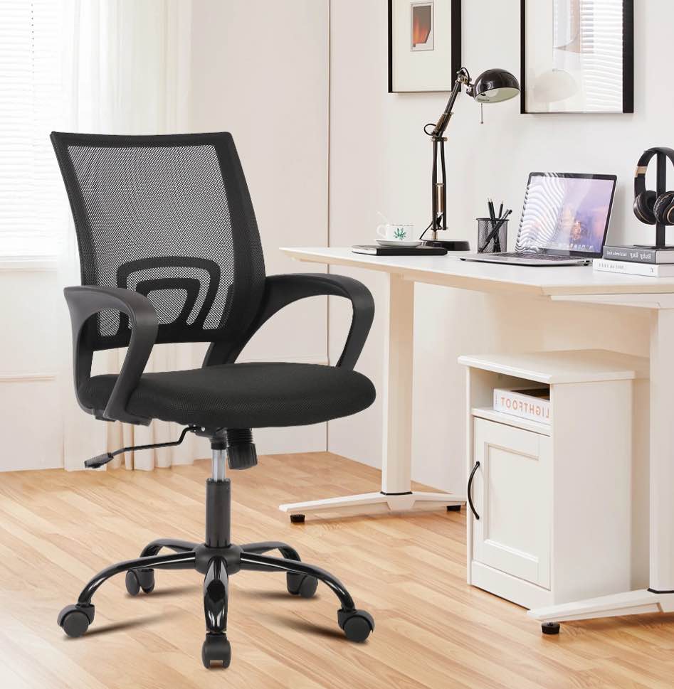 JONPONY Ergonomic Office Chair, Lumbar Support, Adjustable Height with Armrests for Adults,Black