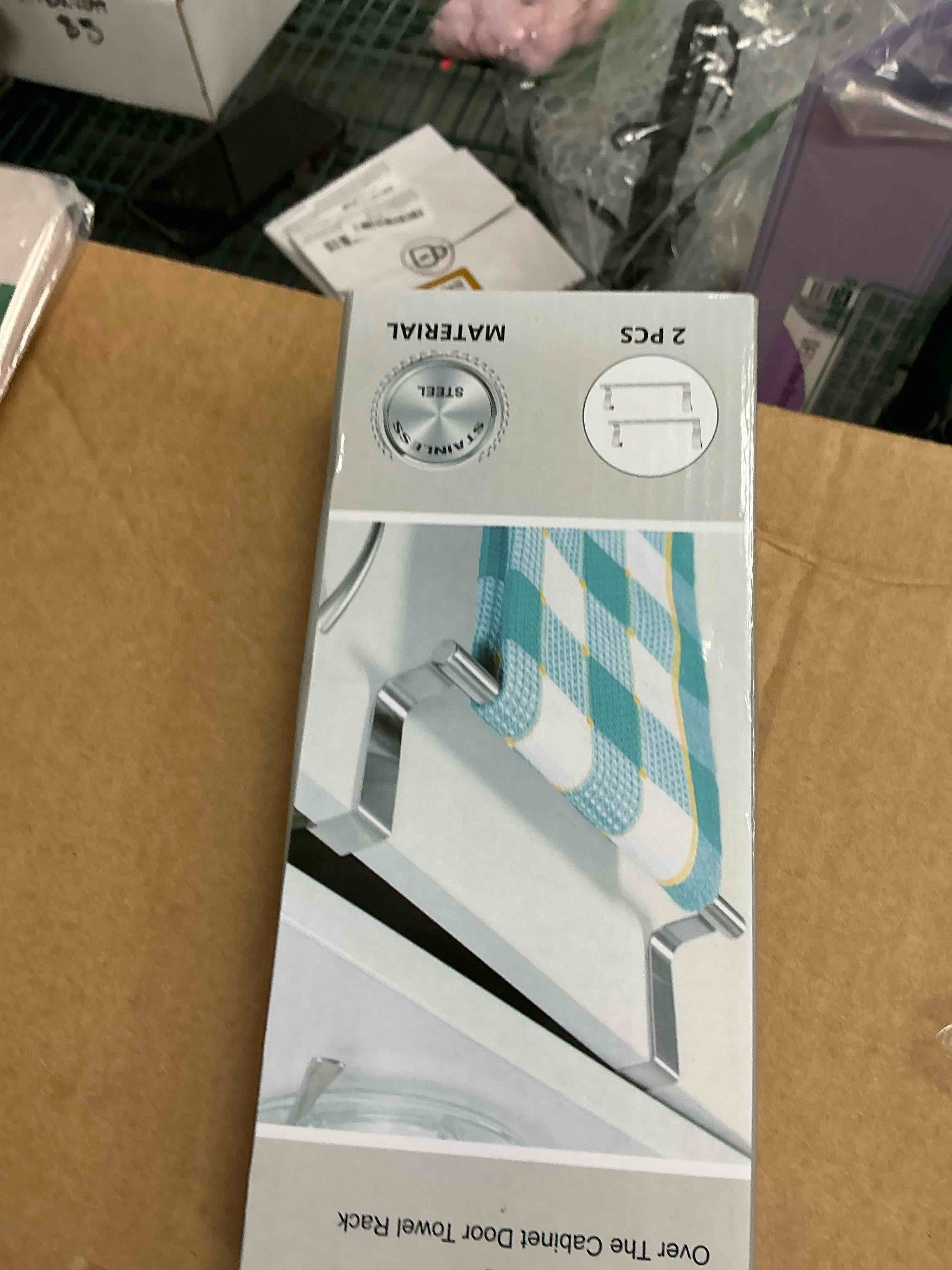 Condition photo showing New/Like New for Stainless Steel Over Door Towel Rack Bar Holders for Universal Fit on Over Cabinet Cupboard Doors 2 Pack (Sliver)