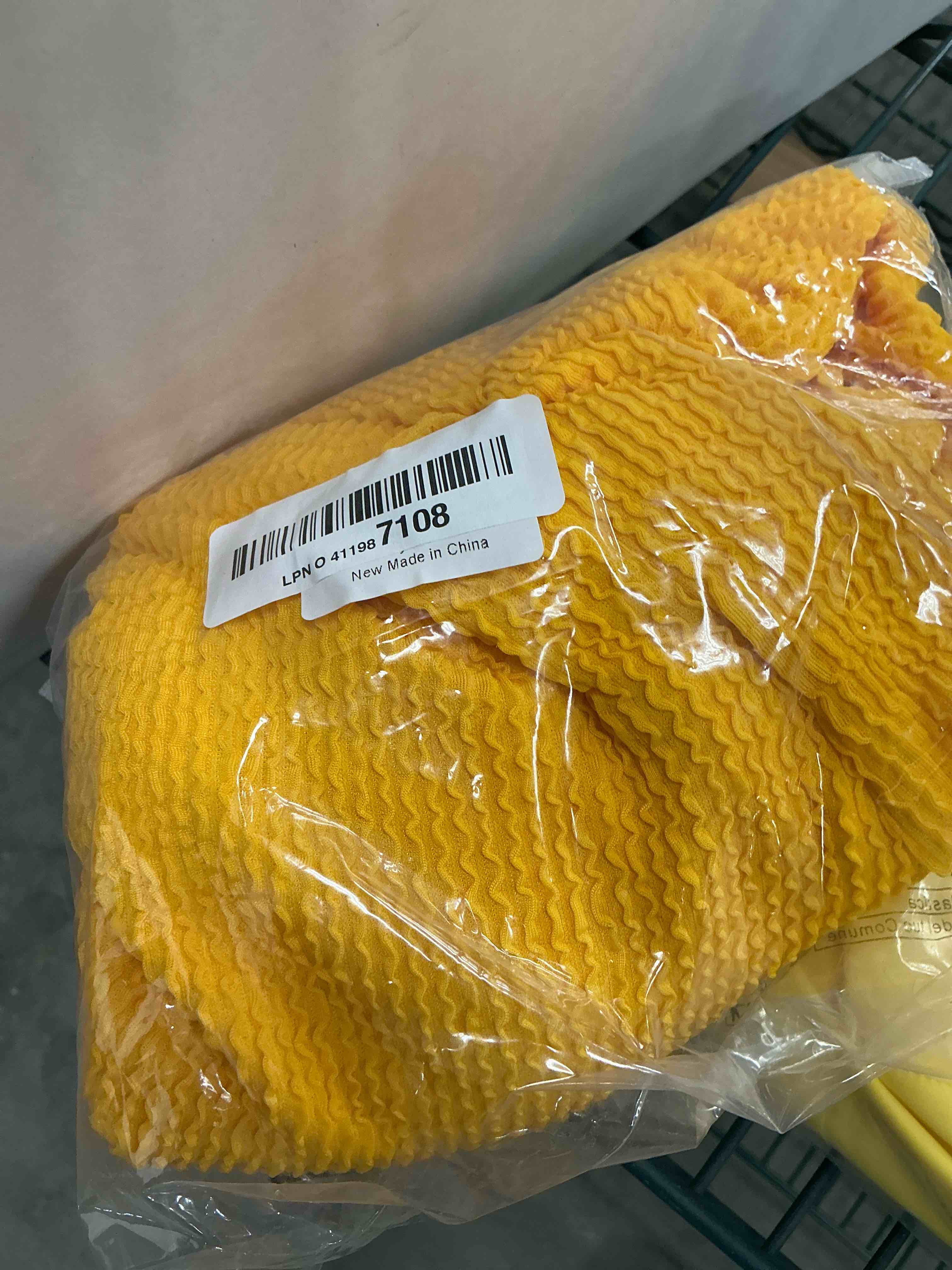 Condition photo showing Good Condition for Limeeke Women One Piece Swimsuit Solid Ribbed Monokini Swimwear Scoop Neck Low Back Bathing Suit Medium Dark Yellow