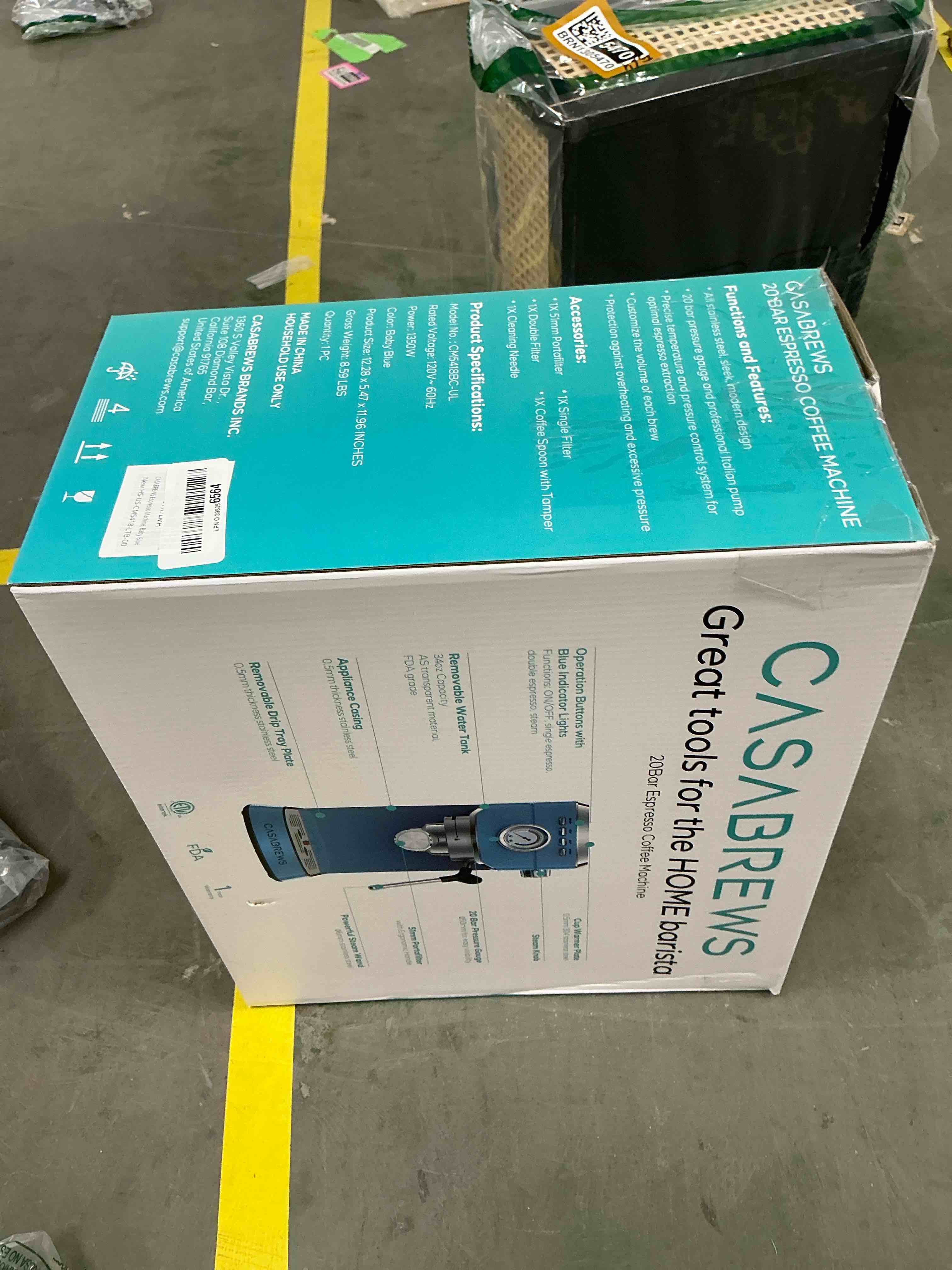 Condition photo showing Good Condition for CASABREWS CM5418 Espresso Machine 20 Bar, Stainless Steel Espresso Maker with Milk Frother Steam Wand, Professional Coffee Machine with 34oz Removable Water Tank, Baby Blue Baby Blue Button