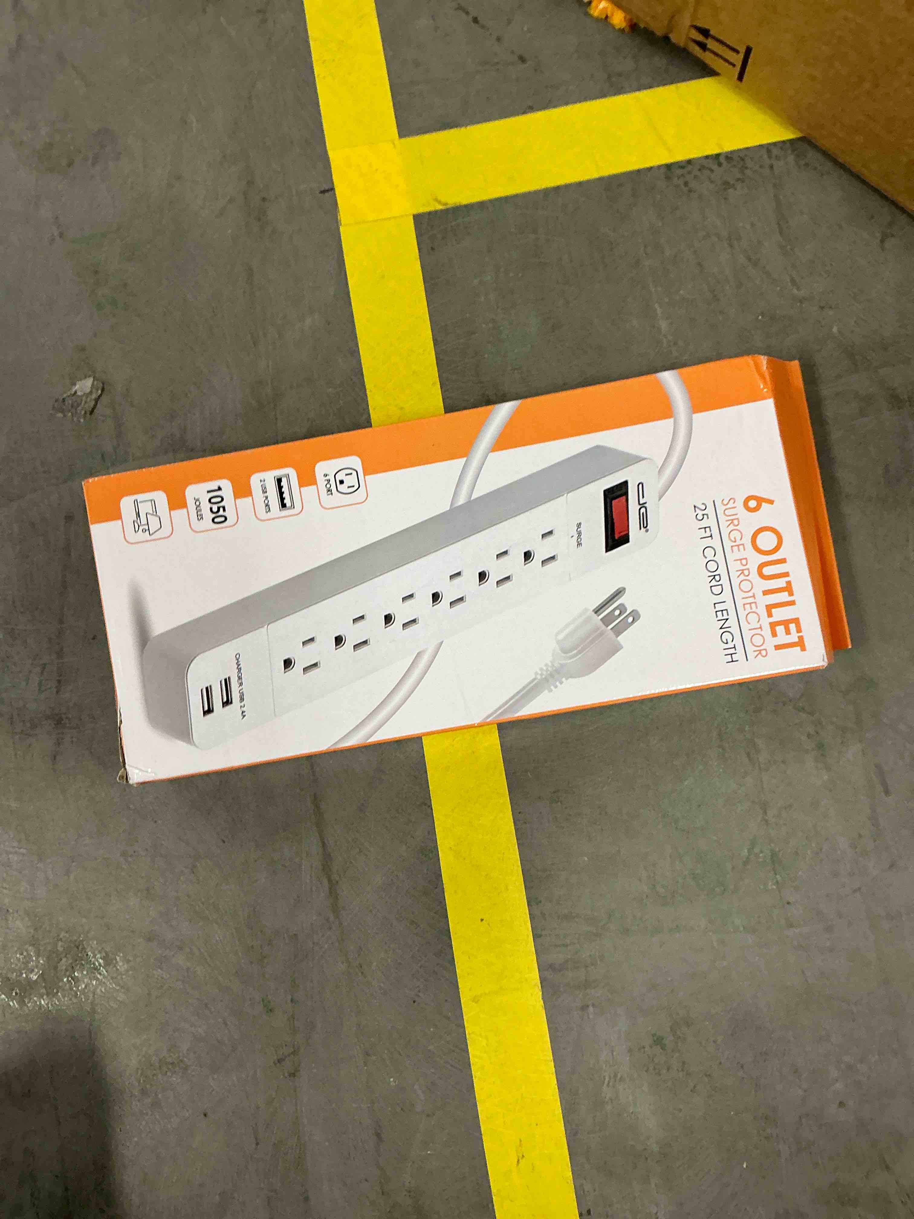 Condition photo showing New/Like New for Digital Energy 6-Outlet + 2 USB 1050 Joule Surge Protector Power Strip with 25-Ft Long Extension Cord, White, UL Listed