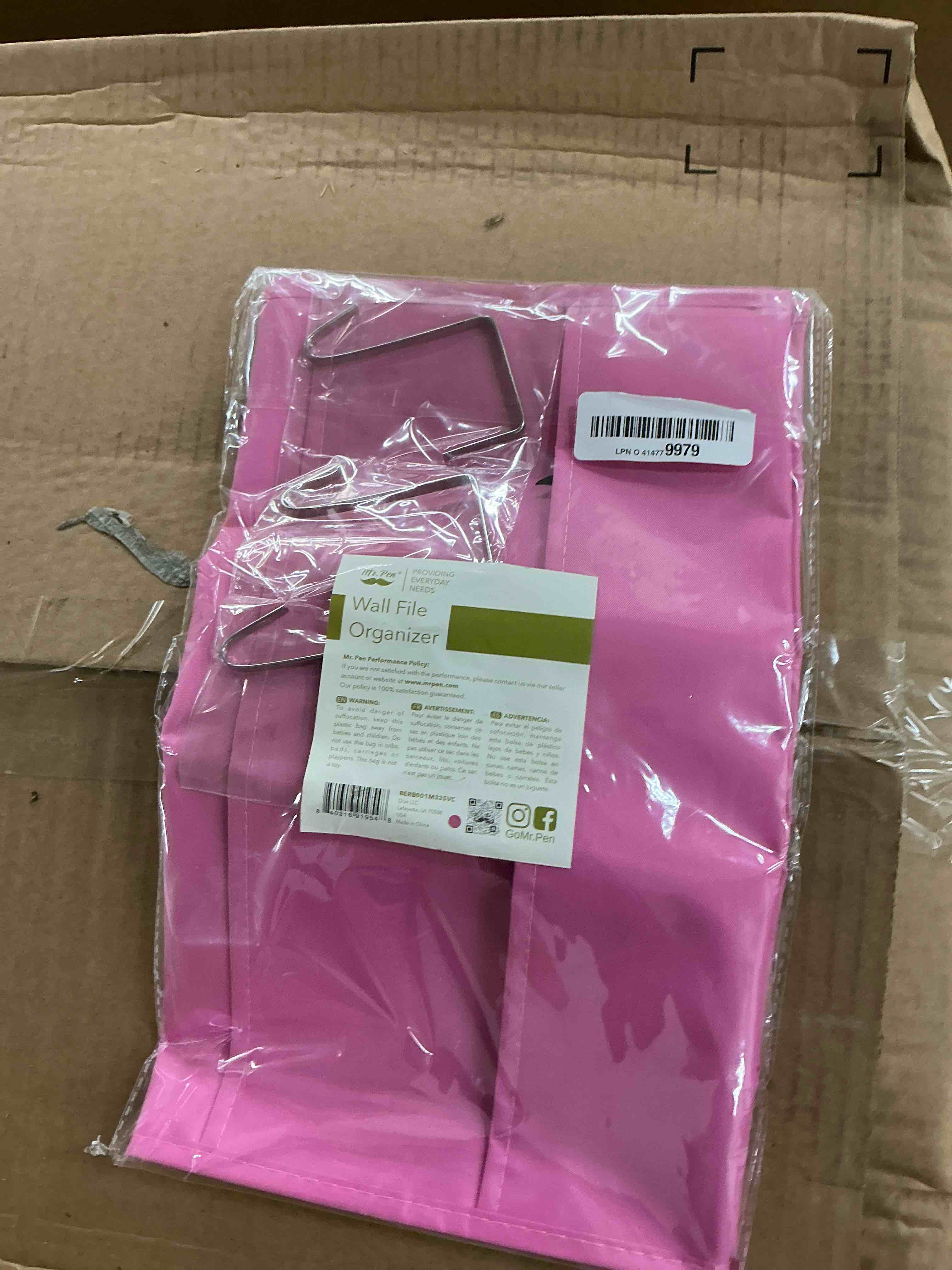 Condition photo showing New/Like New for Mr. Pen- Hanging Wall File Organizer, 6 Pocket, Pink, 3 Overdoor Hangers Included, Over The Door File Organizer, Hanging Folder Organizer, Wall Folder Organizer, Hanging File Organizer for Wall Pink 1 Pack