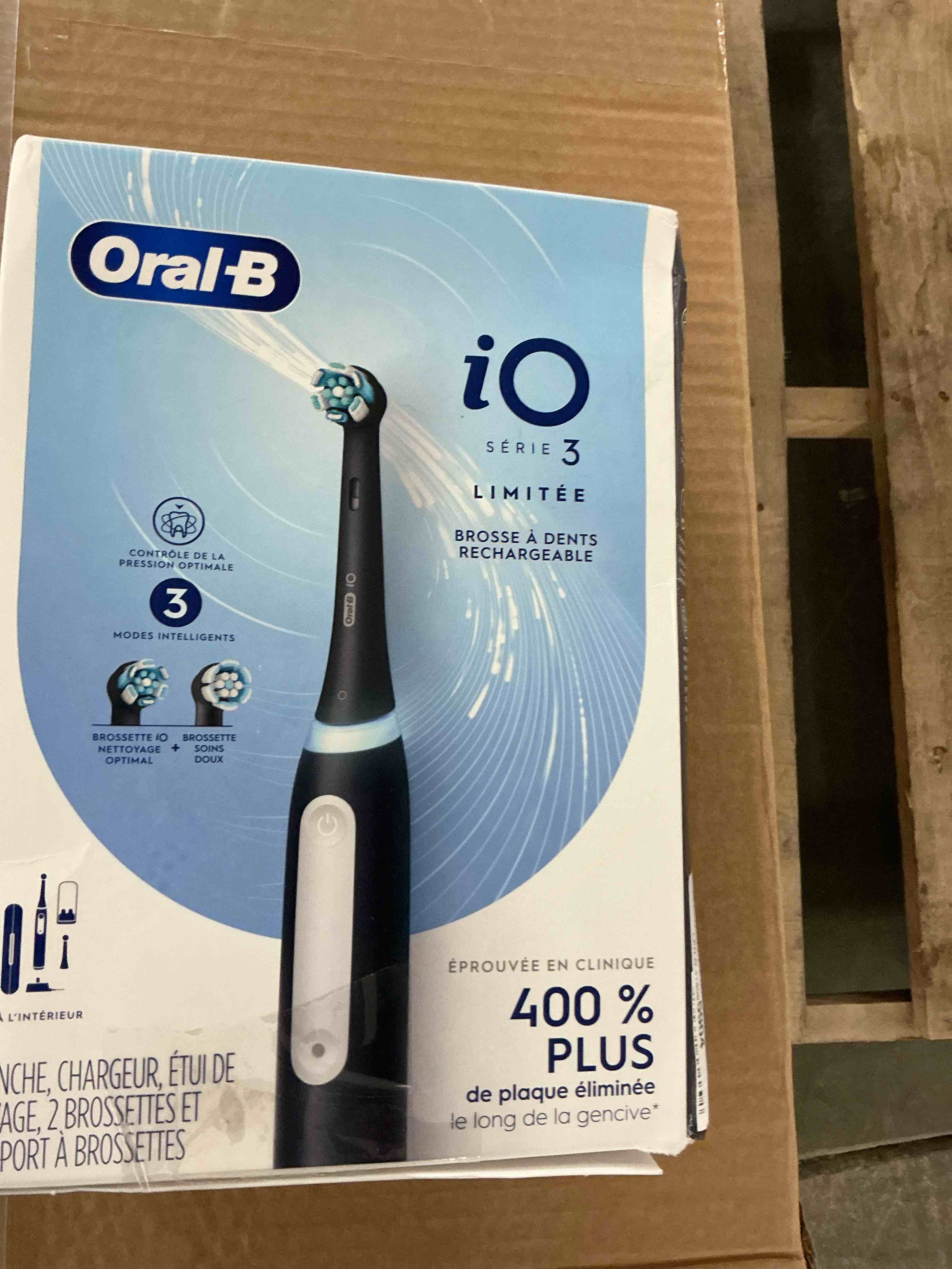 Condition photo showing Good Condition for Oral-B iO Deep Clean Rechargeable Electric Powered Toothbrush, Black with iO Series 3 Limited, 2 Brush Heads and Travel Case - Pressure Sensor to Protect Gums - 3 Cleaning Settings - 2 Minute Timer 1 Count (Pack of 1) Black