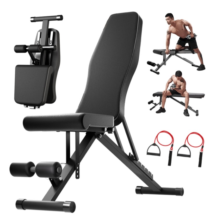 RICAN Weight Bench, Foldable 8-in-1 Workout Bench for Full Body Exercise, 1000lb Max Load, Adjustable Fitness Bench for Home Gym Strength Training