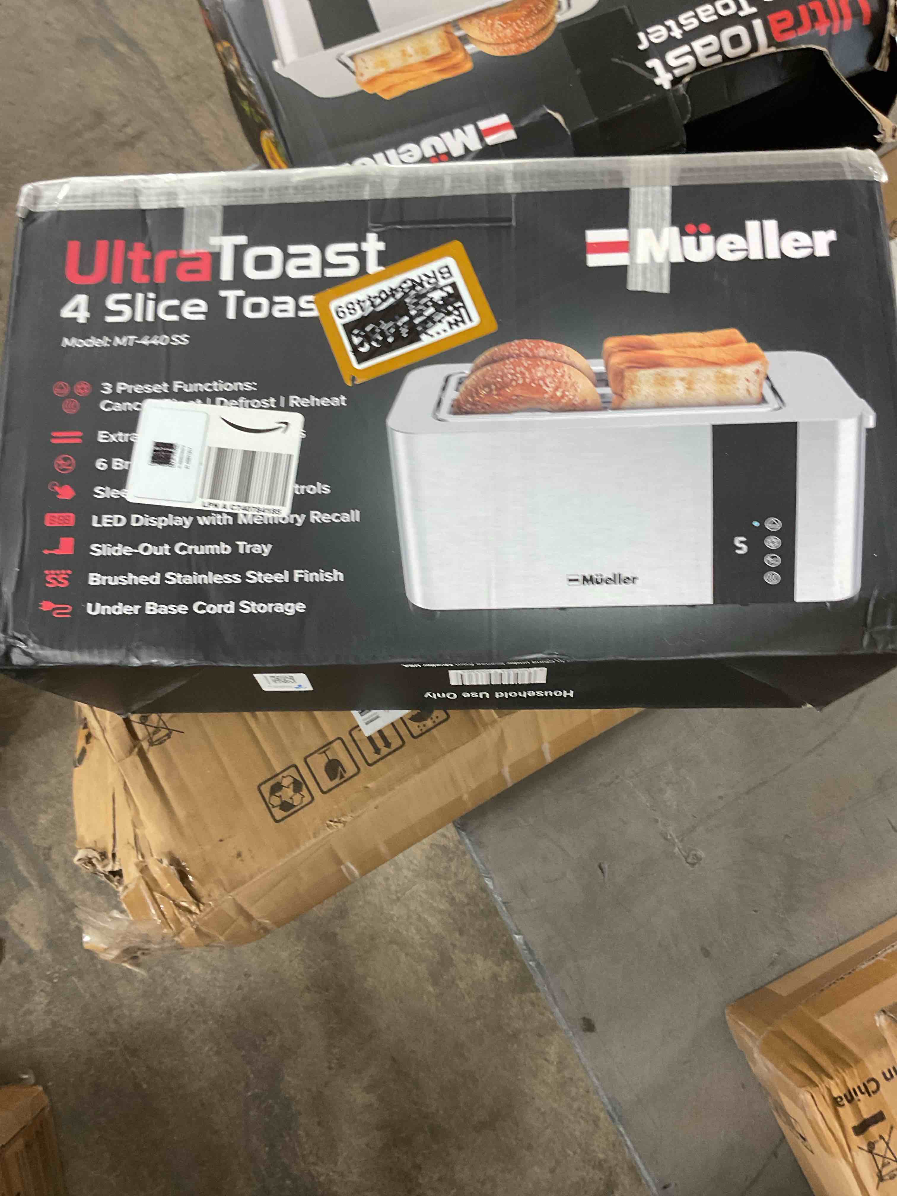 Condition photo showing Good Condition for Mueller UltraToast Full Stainless Steel Toaster 4 Slice, Long Extra-Wide Slots for Bagels and Waffles, 6 Browning Levels, LED Display, Cancel/Defrost/Reheat Functions & Removable Tray, Kitchen Gadgets