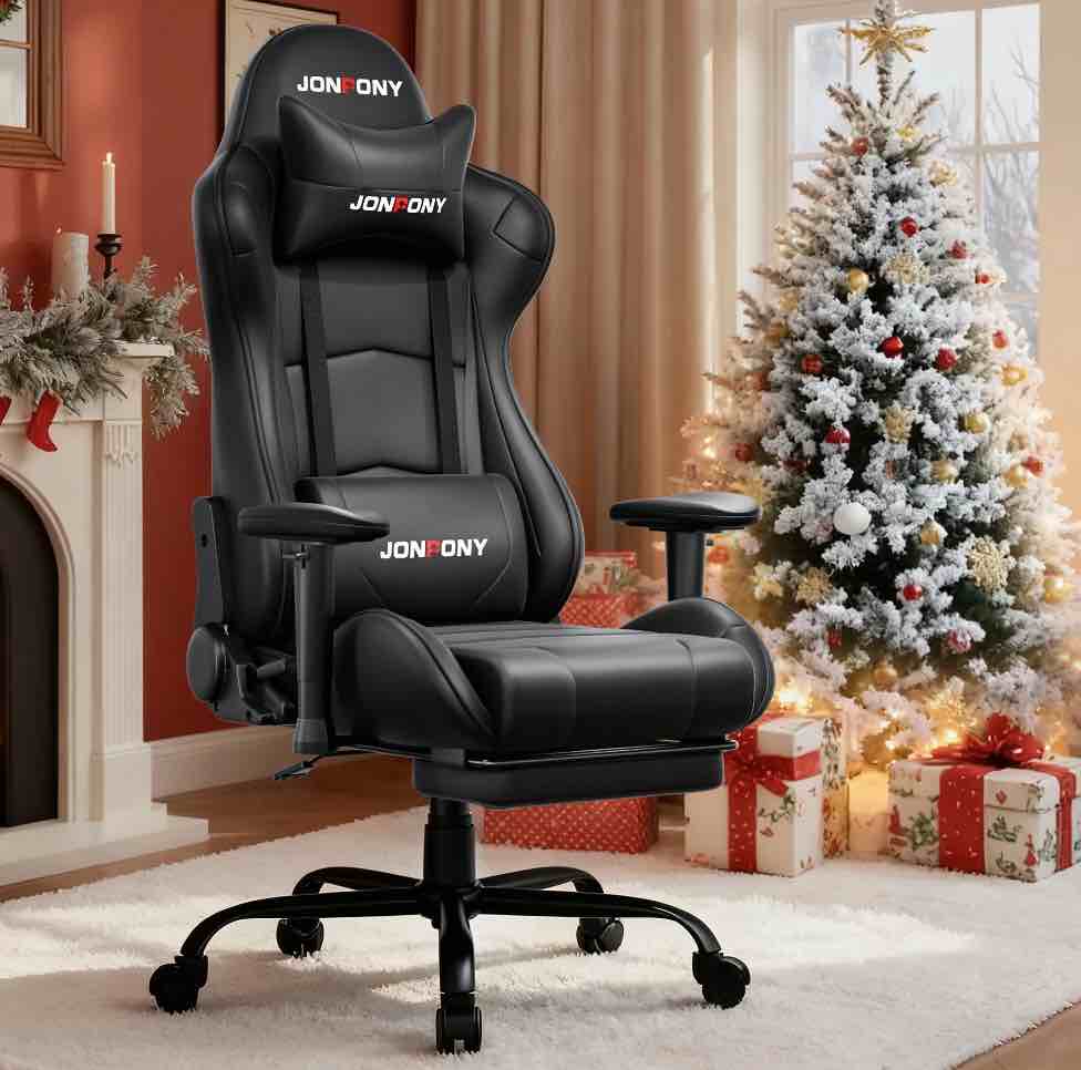 Condition photo showing Good Condition for JONPONY Big and Tall 500LBS Gaming Chair, Ergonomic Design, Gamer Chair PU Leather with Footrest and Lumbar Support, High Back Office Chair Support 8 Hours Long Sitting,Black Computer Chair,Black