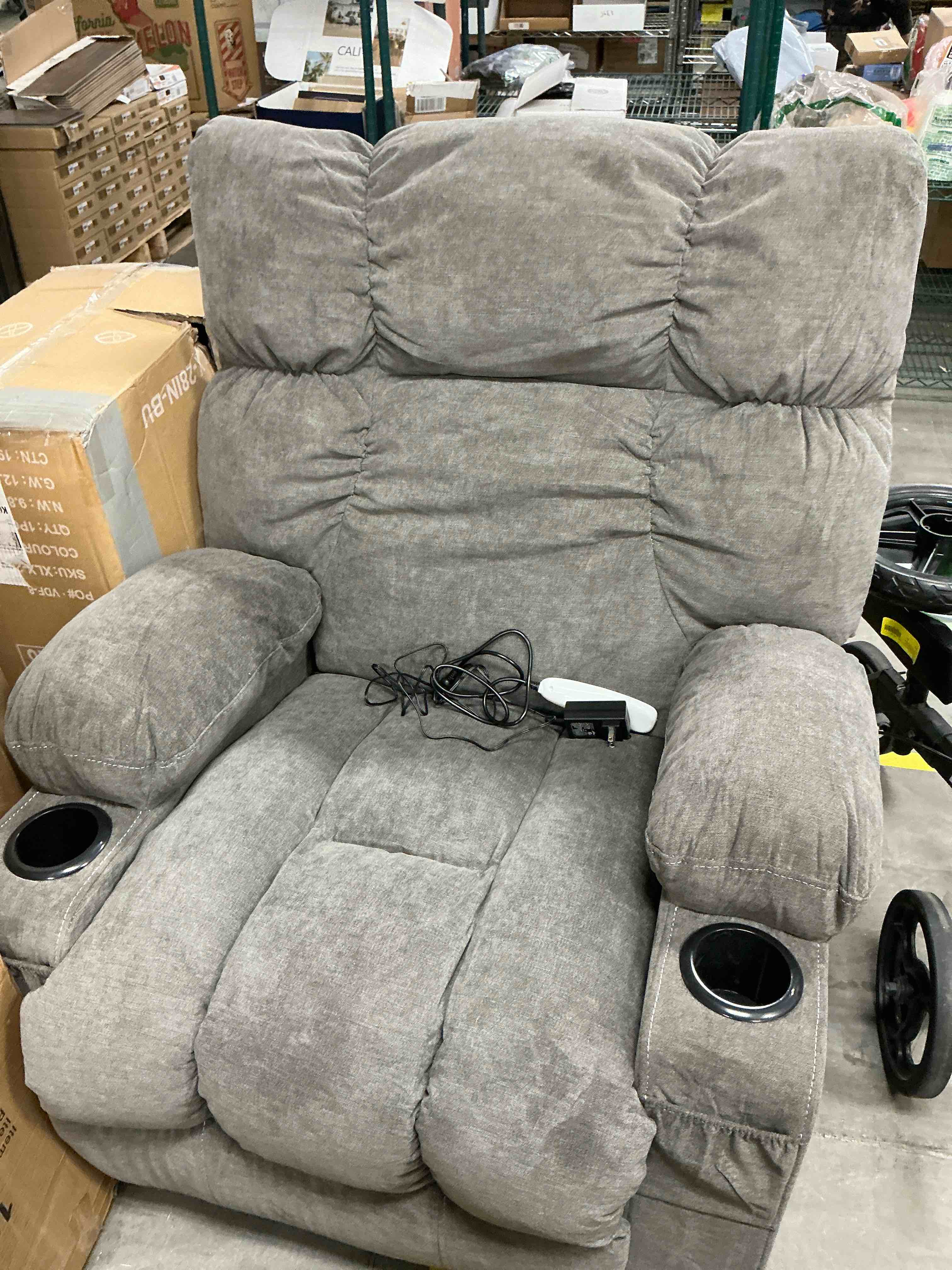 Condition photo showing Good Condition for JONPONY Massage Swivel Rocker Recliner Chair with Vibration Massage and Heat Ergonomic Lounge Chair for Living Room with Rocking Function and Side Pocket, 2 Cup Holders, USB Charge Port,Grey