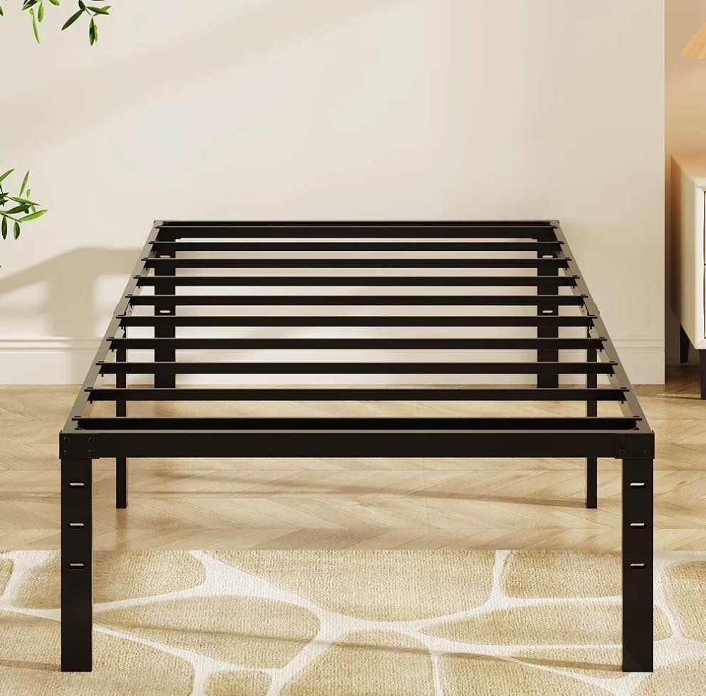 Zimtown 14 inch Twin Size Bed Frames Heavy Duty, Metal Platform Bed No Box Spring Needed, Black