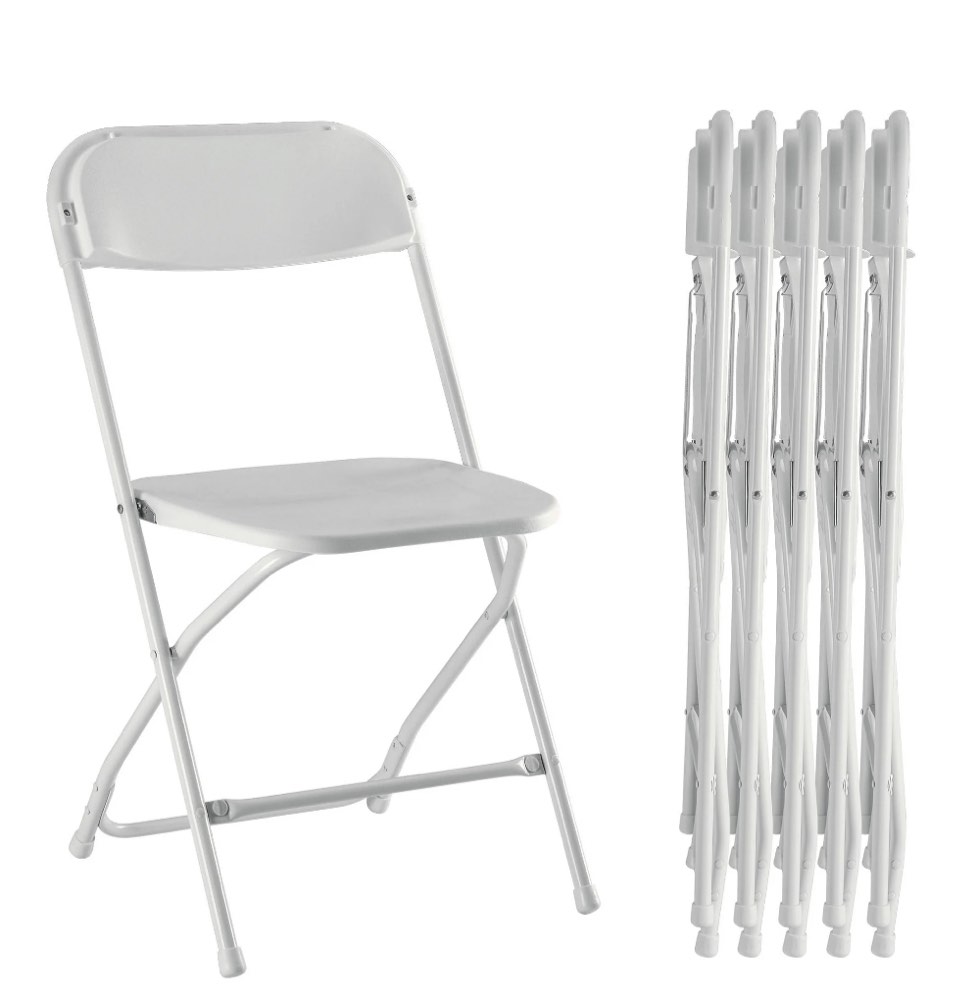 edx 6-Pack Folding Chair, Indoor Portable, Stackable for Events, Offices, Weddings and Restaurants, White
