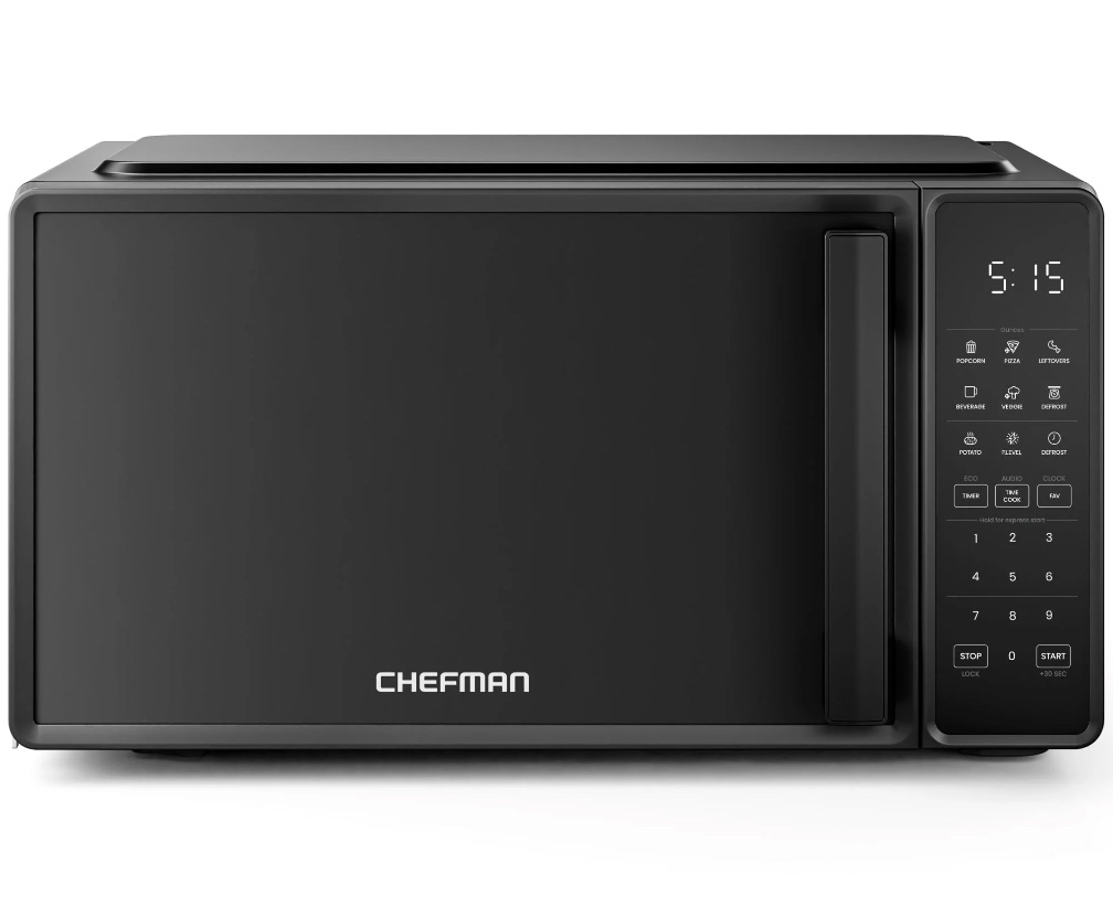 Chefman Countertop Microwave Oven 0.7 Cu. Ft., 700 Watts with 6 Presets and 10 Power Levels - Black