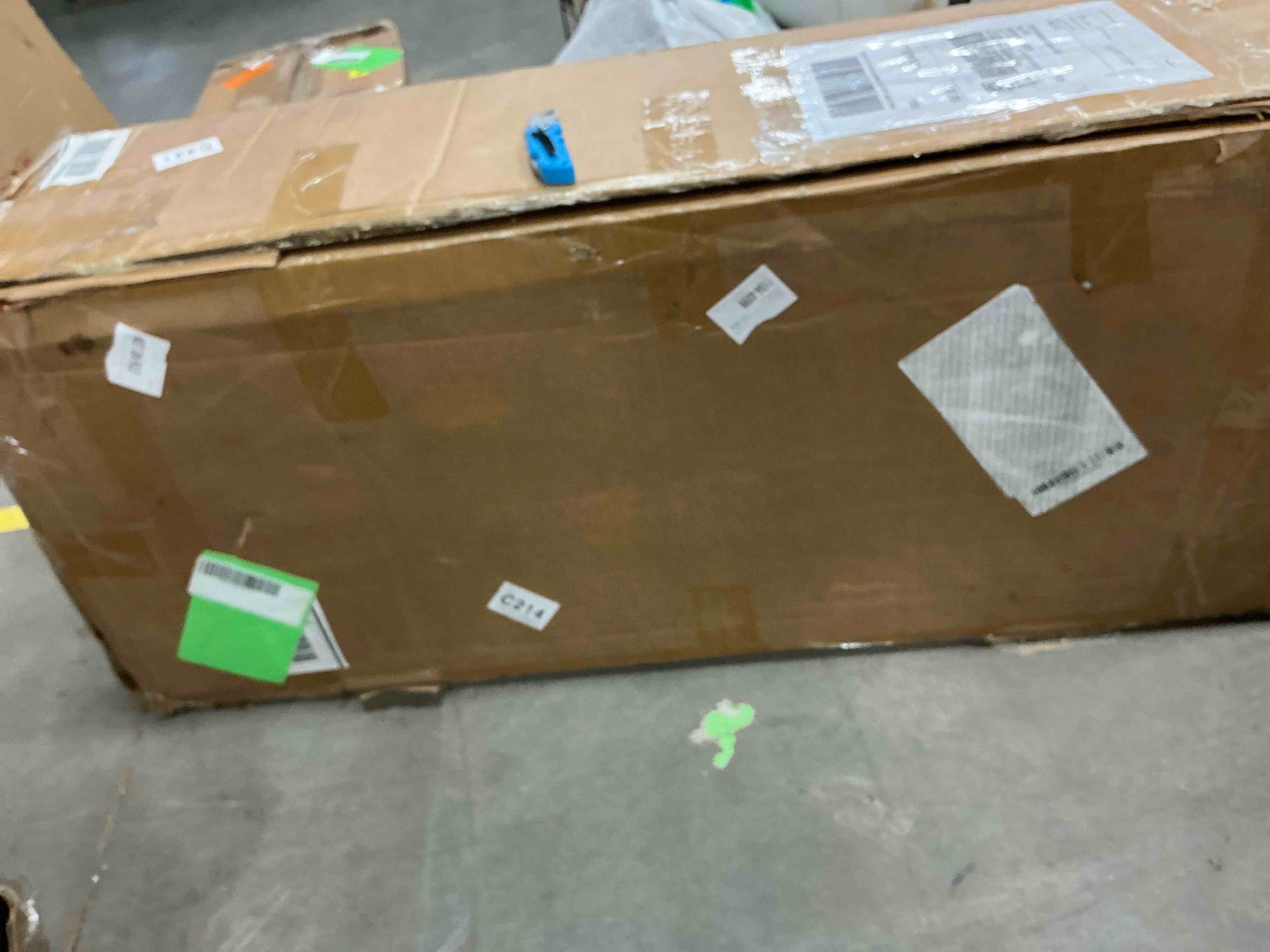 Condition photo showing New/Like New for Homfa 70.9'' Kitchen Pantry Cabinet with Charging Station and LED Light, 3 Drawers Buffet Storage Cabinet with Glass Doors and Adjustable Shelves, Black