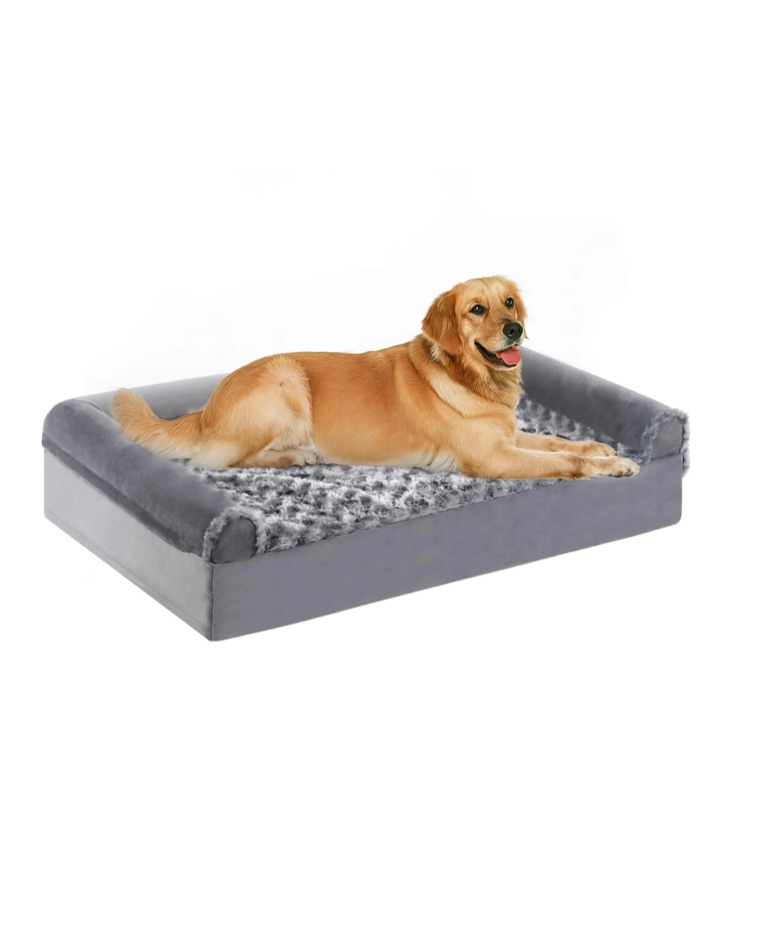 Tolobeve Orthopedic Dog Beds Medium Large Sized Dog, Waterproof Memory Foam Pet Bed with Sides, Non-Slip Bottom Pet Bed with Washable Removable Cover, Grey