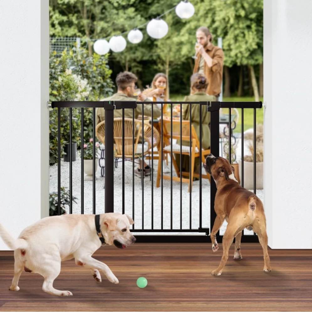 29.5-51.6'' Extra Wide Baby Gate, Caveen 30''H Safety Doorway Gates Pressure Mounted,Black