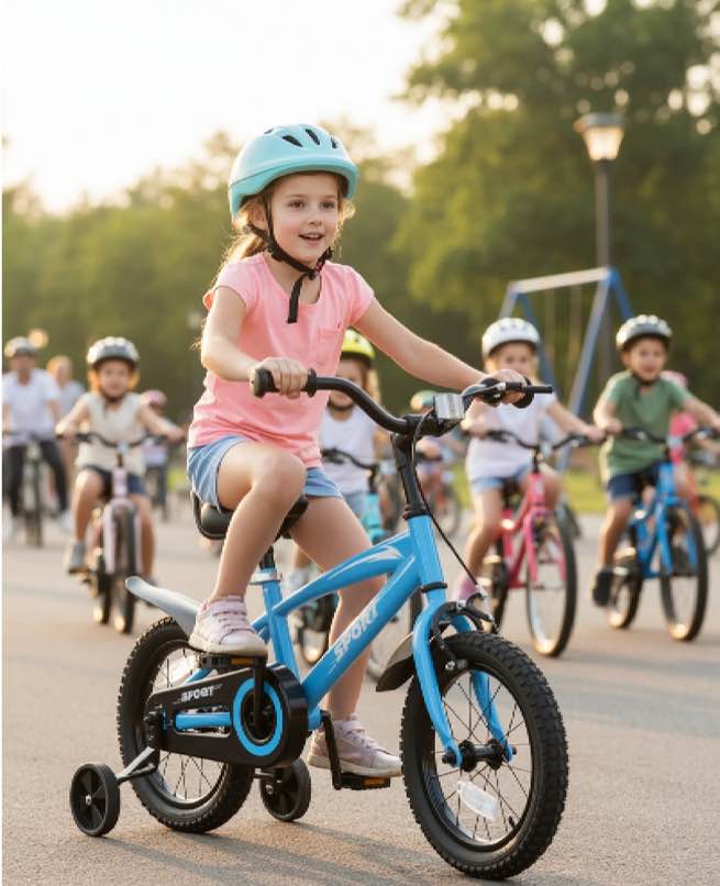 Naipo 14  Kids Girls and Boys Blue Bike for Age 3-6 Years Old