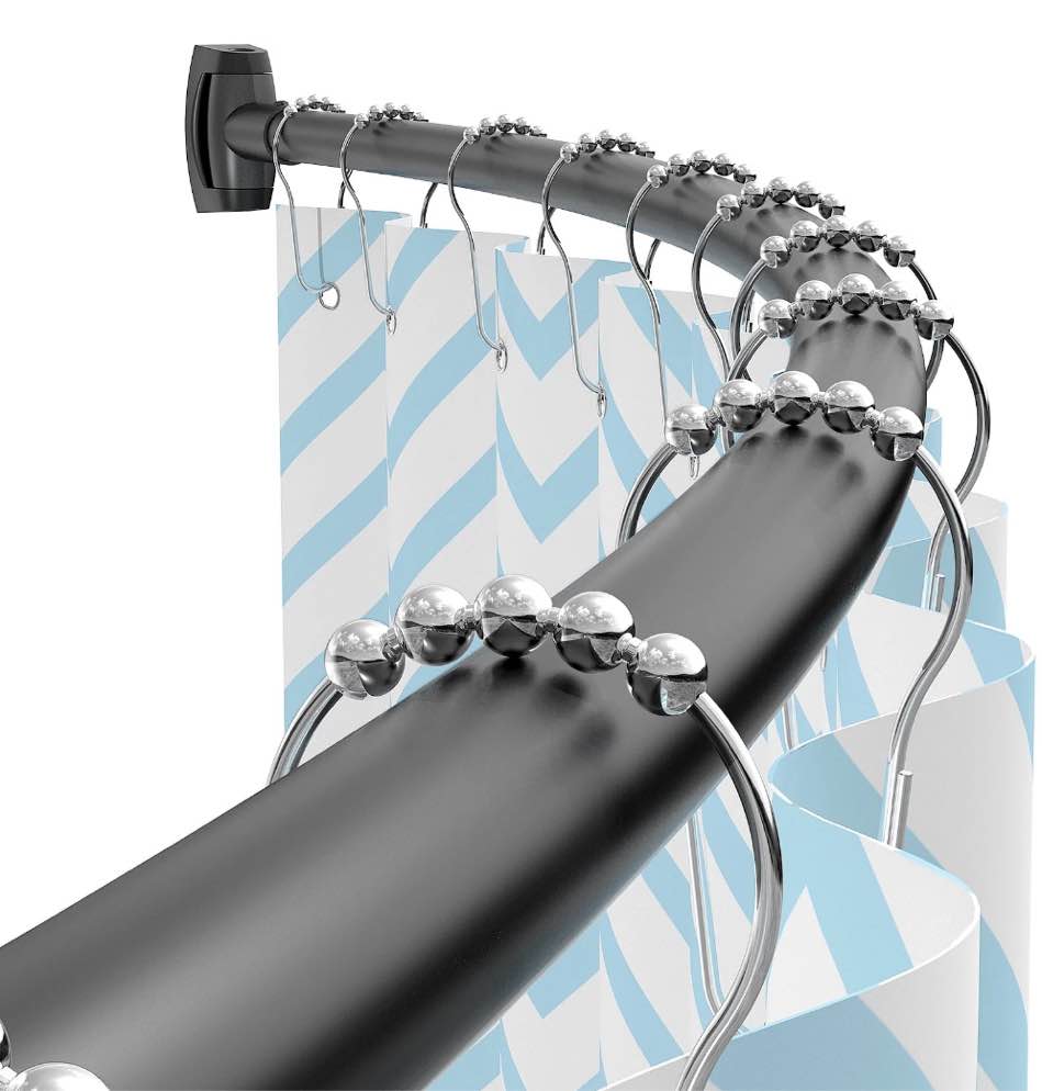 Yeabett Curved Shower Curtain Rod 43-72 Inches Adjustable, Shower Rods for Bathroom Aluminum Rustproof, Round shower curtain rod Expandable, Black