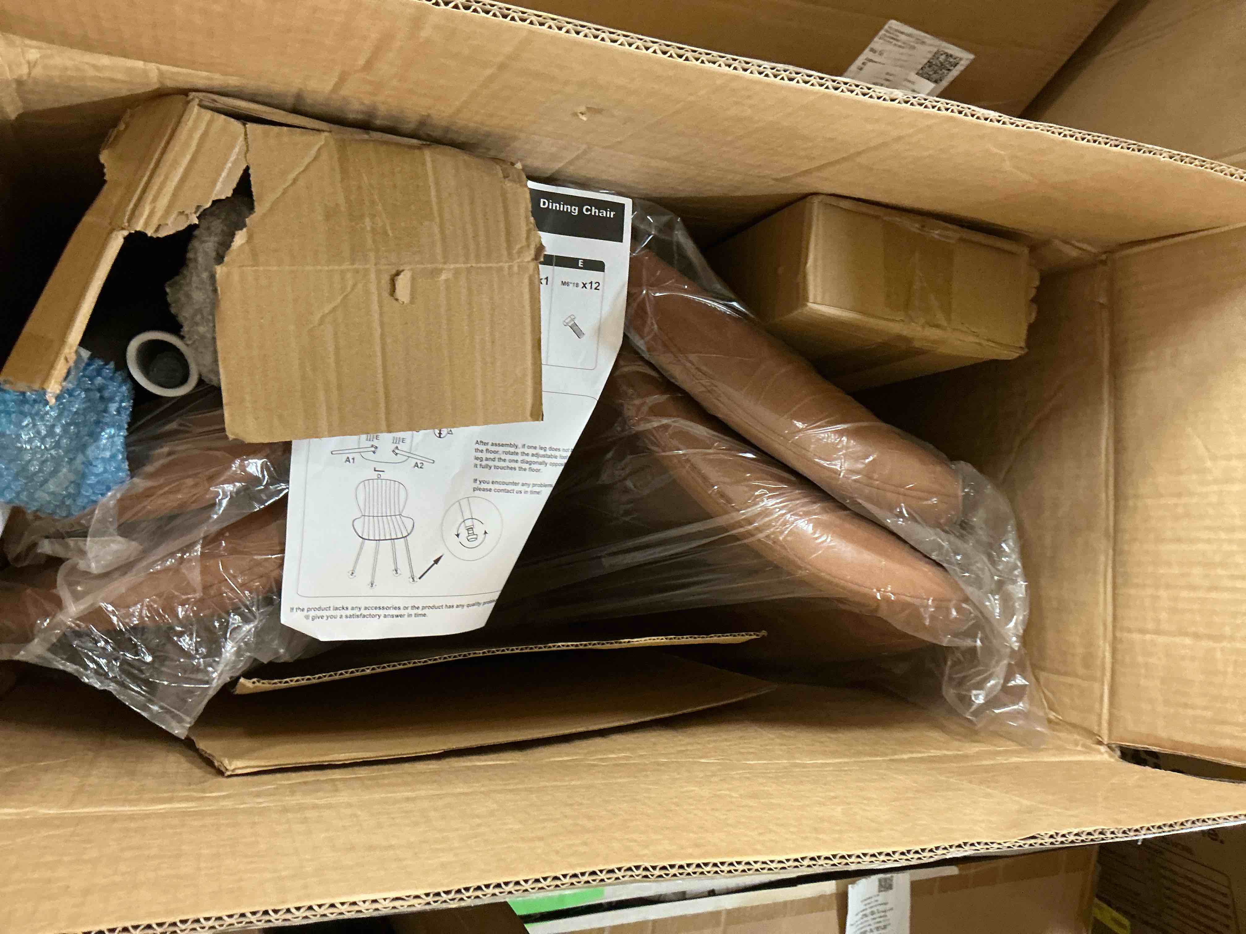 Condition photo showing New/Like New for Hawsaiy Upholstered Dining Chairs Set of 2, Modern Kitchen Chairs with Backrest and Metal Legs, 19" Seat Height,Brown