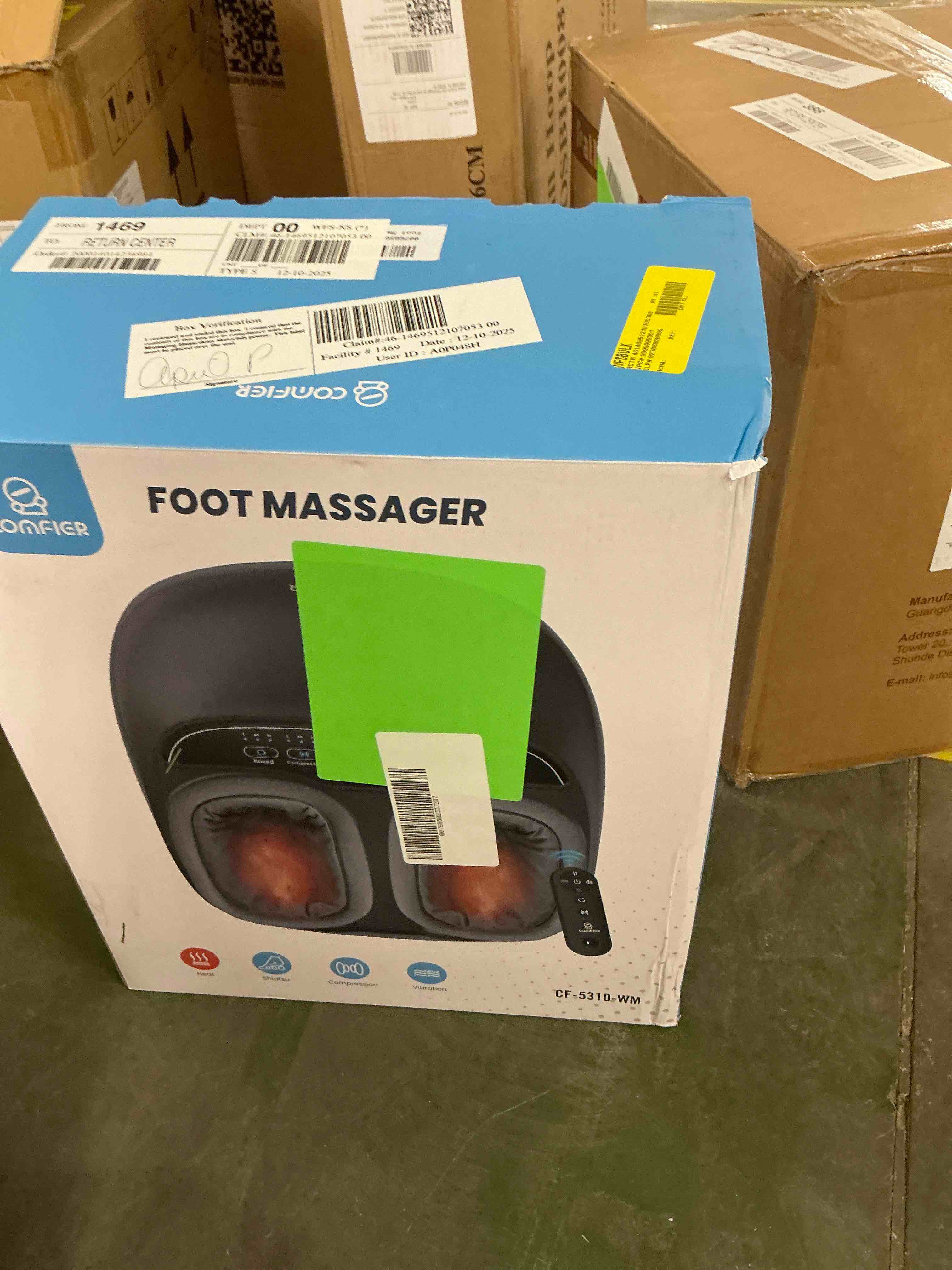 Condition photo showing Good Condition for Foot Massager with Heat Comfier Shiatsu Foot Massage Machine with Remote for Relax up to Size 13 Black Father s Day Gifts