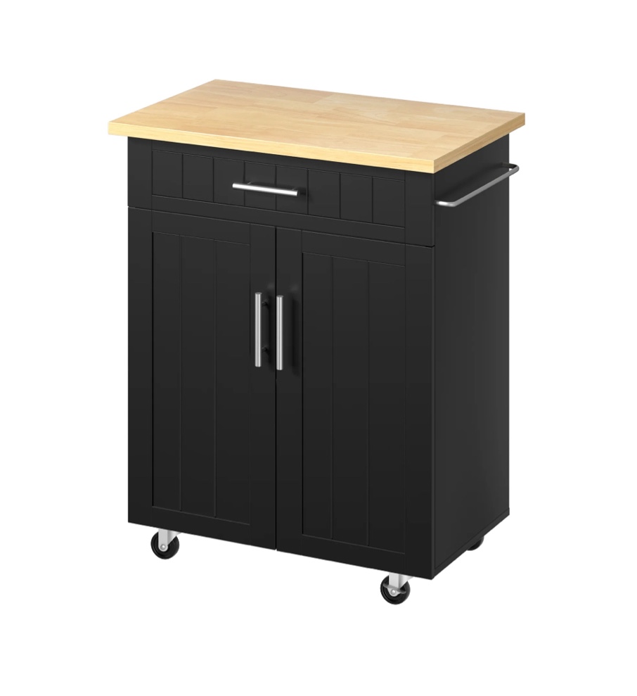 Condition photo showing New/Like New for Walsunny Kitchen Island Table Stand with Storage on Wheels,Rolling Kitchen Cart Storage Cabinet with Drawer,Black