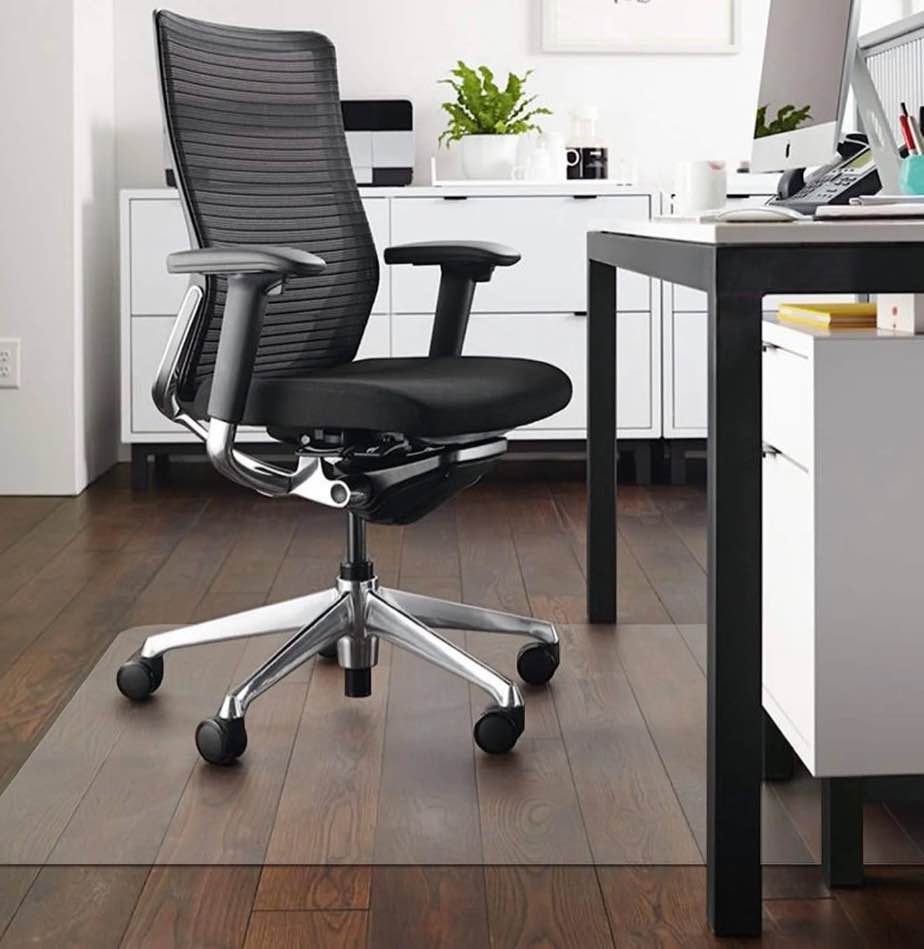 kibhous office mat for hardwood floor, 36" x 48" rectangle clear chair mat ,matte, pvc