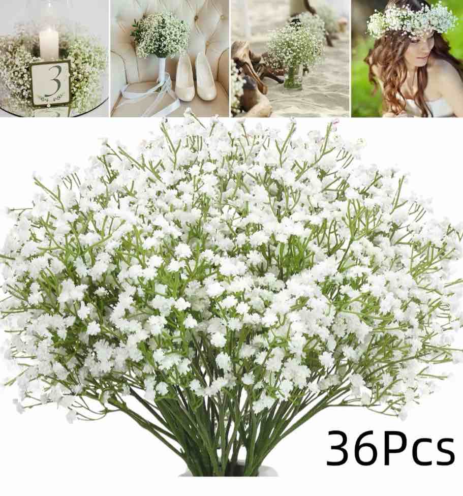 36 Pcs Baby's Breath Artificial Flowers (3 Bundles) 11.8" Real Touch Lifelike Gypsophila Bouquets for Wedding,Party,Home & Floral Decor